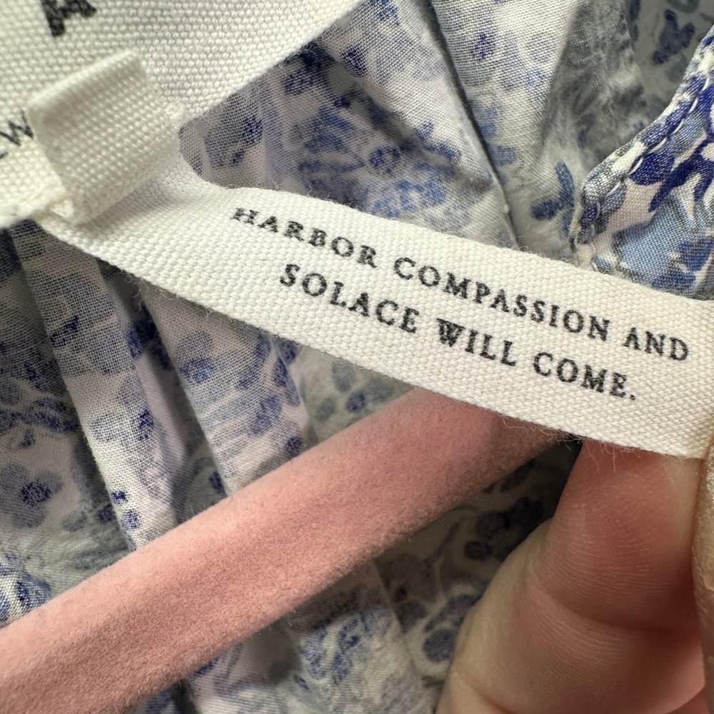 APIECE APART Mini Mitte Dress Blue Floral Babydoll Organic Cotton Ruffle Size XS - Picture 6 of 8